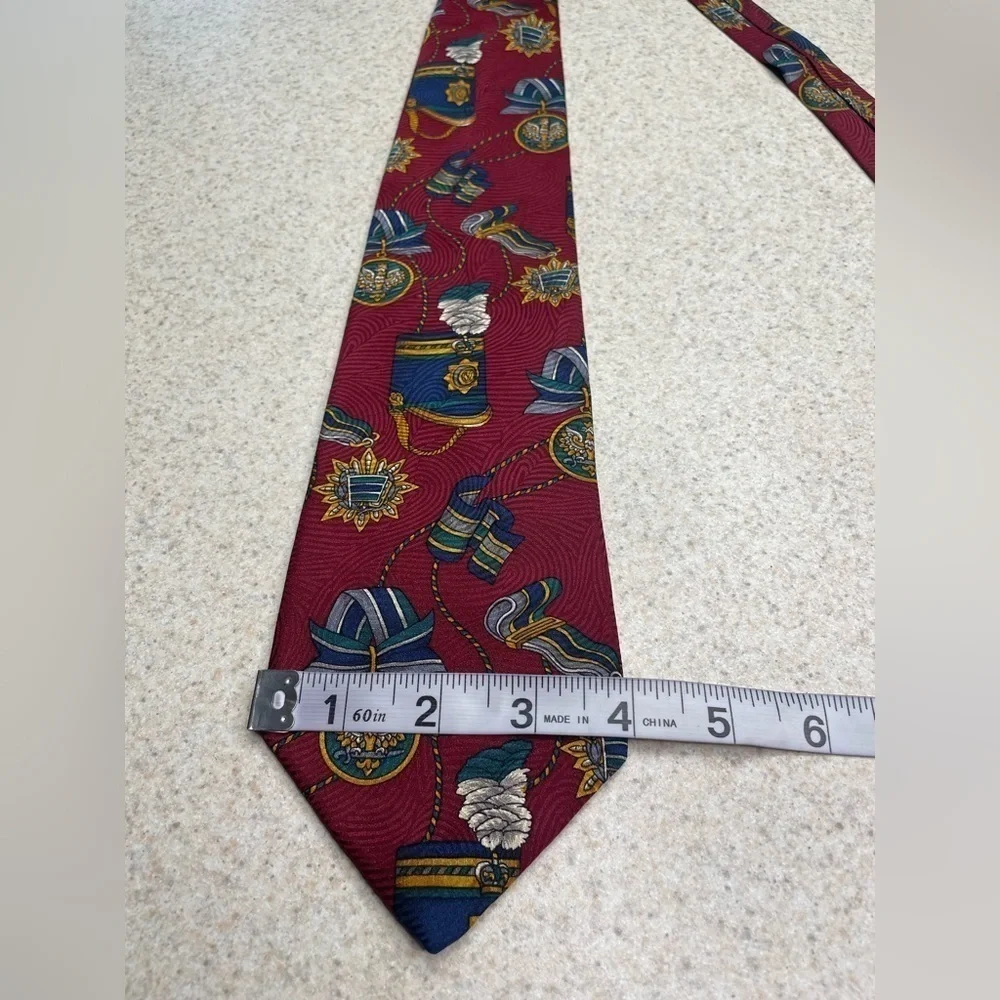 Primavera Italian Silk Tie Military Medal deep Red 57”